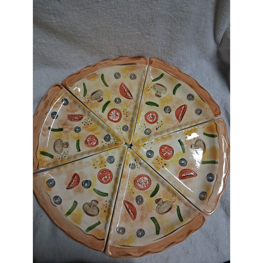 6 Pizza Ceramic Plates Noble Excellence Triangle shape See Pics 1 Sm Chip